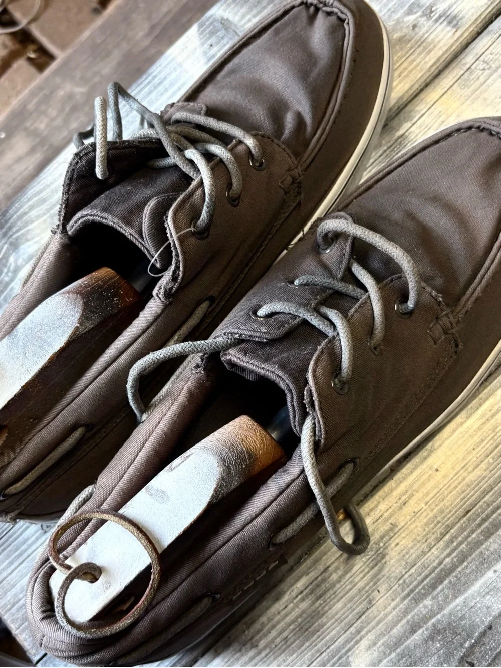 Lugz Greycanvas boat shoes with white soles #boatshoes #nautical size 11.5